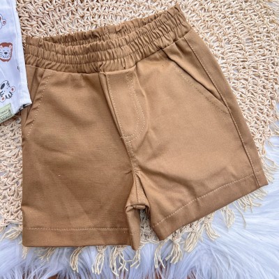 Conj. Camisa Safari e Bermuda em Sarja - Off White e Laranja